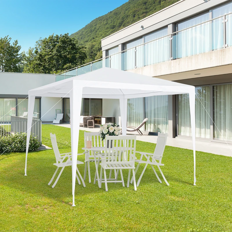Outsunny Tonnelle Barnum de Jardin dim. 2,7L x 2,7l x 2,45H m métal époxy Toile PE Haute densité Blanc
