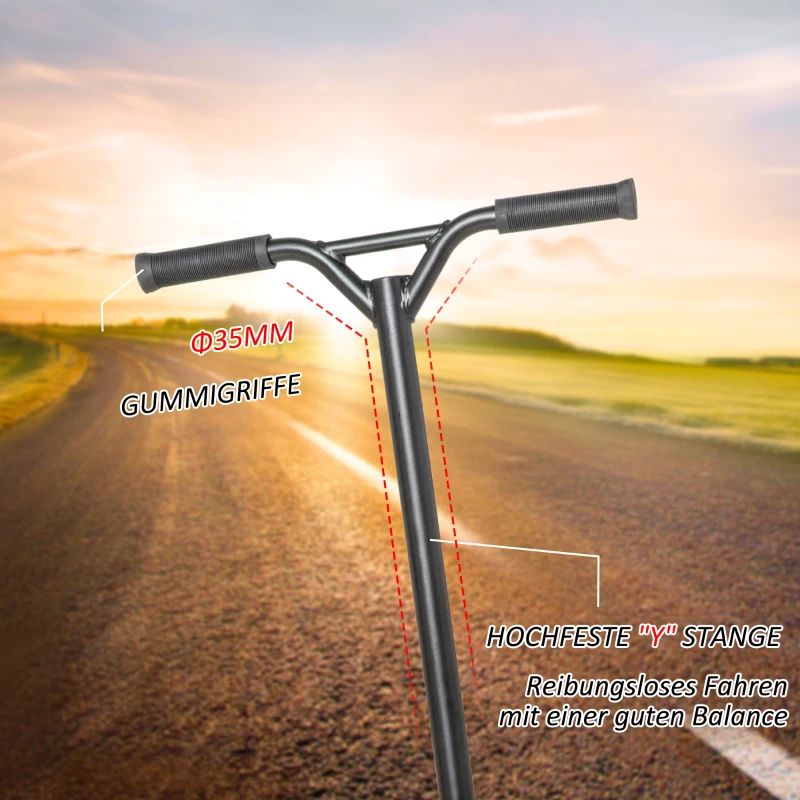 HOMCOM hulajnoga wyczynowa dla dzieci sterowanie 360° powyżej 14 lat hulajnoga z podestem gumowe uchwyty tylny hamulec ABEC-7 łożyska kulkowe aluminium 100 mm koła z PU kolor złoty 65 x 48,5 x 83 cm