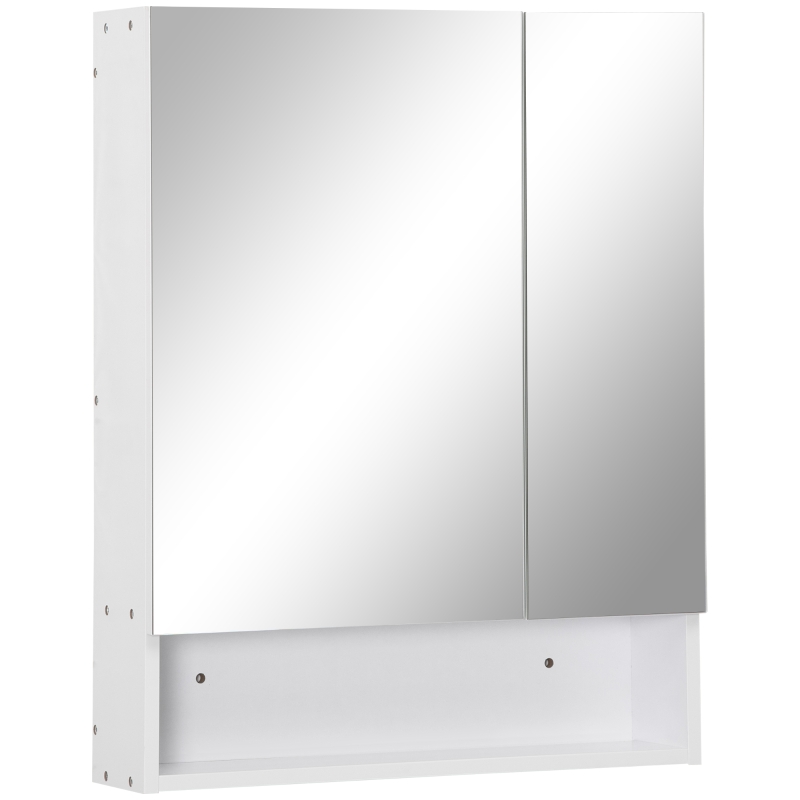 Kleankin Dulap cu oglinda dreptunghiulara din MDF si Sticla, 60x15x75cm, Alb