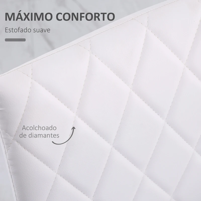HOMCOM Conjunto de 4 Cadeiras de Sala de Jantar Estofadas com Pés de Metal Cadeiras Modernas para Cozinha Carga Máxima 41x50x91cm Branco