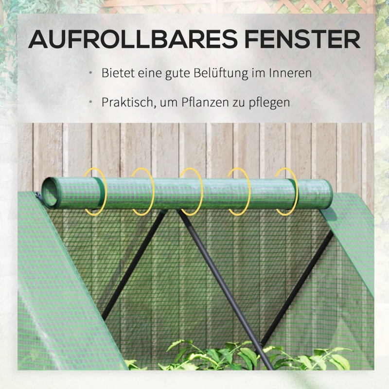 Szklarnia foliowa Outsunny skrzynia inspektowa ze zwijanymi drzwiami szklarnia na pomidory 180 x 90 x 90 cm zielona