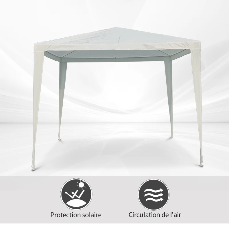 Outsunny Tonnelle Barnum de Jardin dim. 2,7L x 2,7l x 2,45H m métal époxy Toile PE Haute densité Blanc