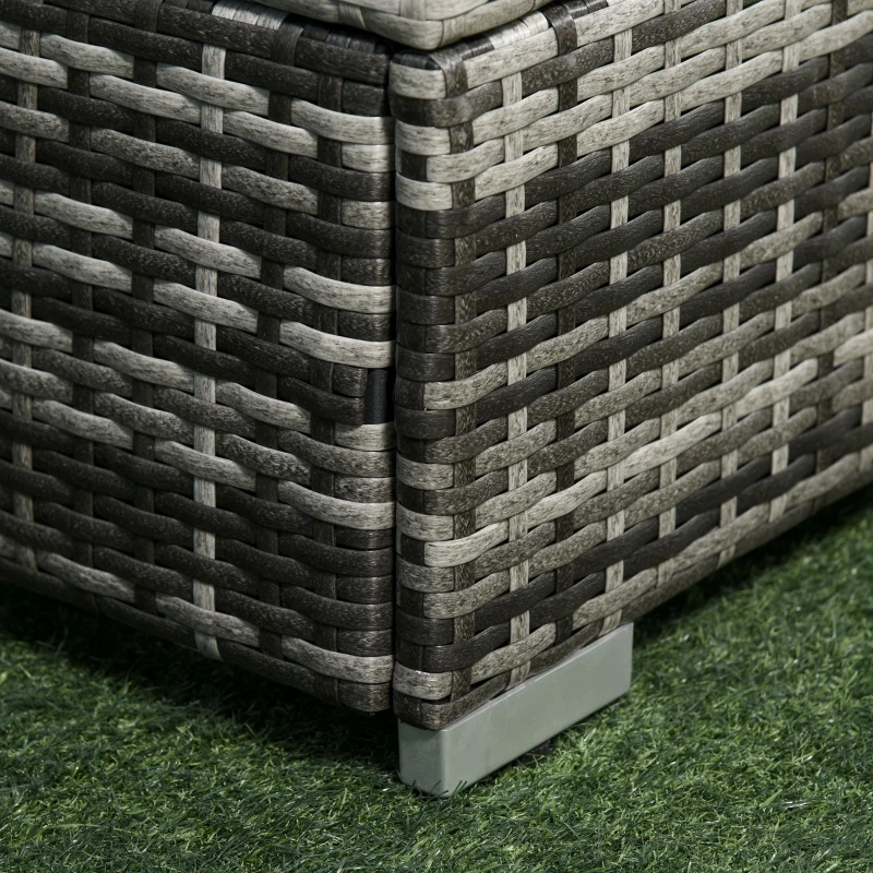 Outsunny Ensemble salon de jardin d'angle modulable 6 pièces 5 personnes résine tressée avec table basse plateau verre coussins rayés - gris