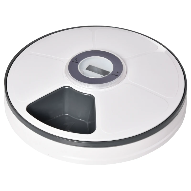 PawHut 6-komorowy automatyczny podajnik karmy 30,5 cm x 30,5 cm x 7,2 cm