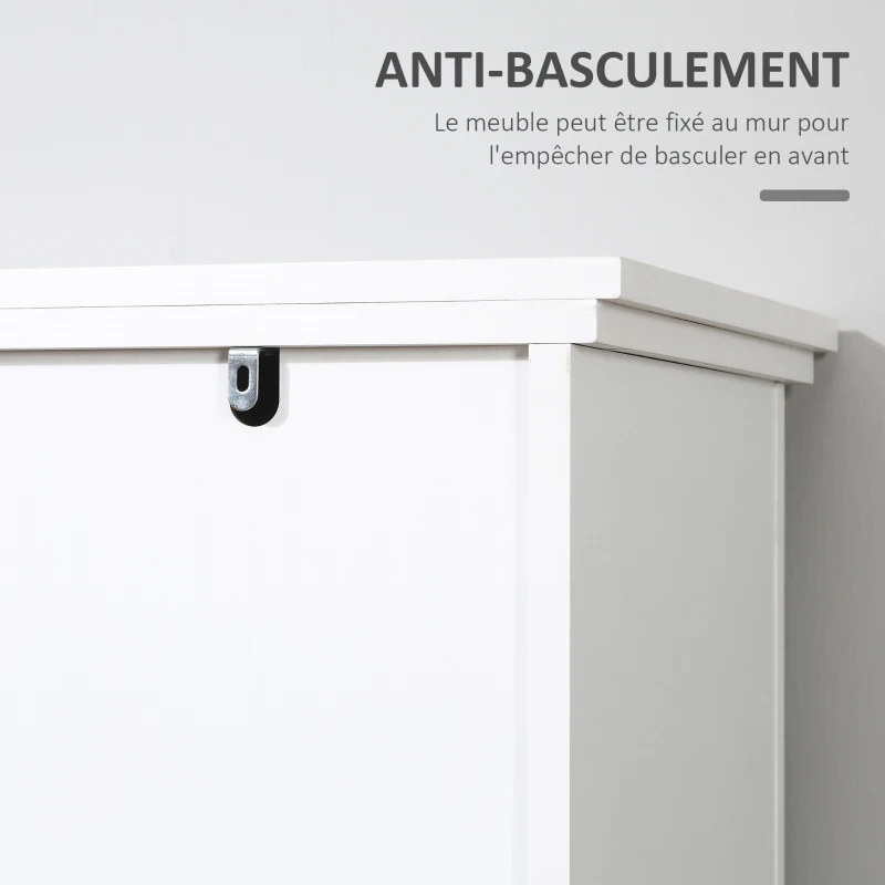 HOMCOM Buffet bahut vaisselier étagère porte à galandage métal noir MDF aspect bois veinage et blanc