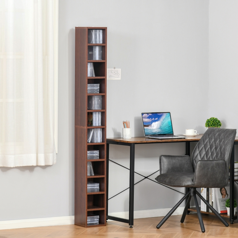 HomCom biblioteca tip coloana, cu etajere, 21x20x175cm, maro