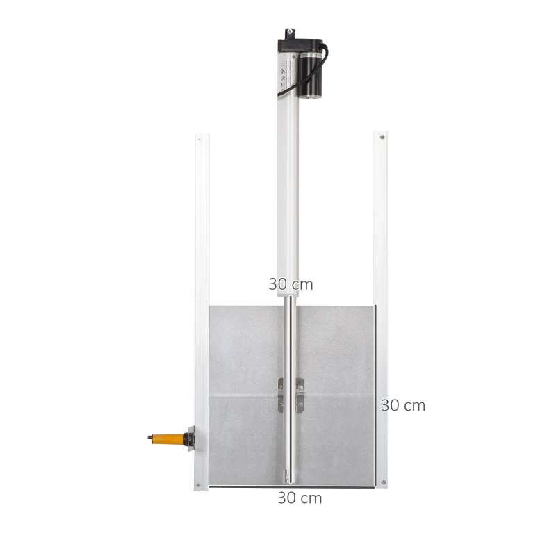 PawHut Kit de Abridor Automático de Porta de Galinheiro com Porta de Alumínio Sensor de Infravermelho Controlo de Temporizador e Controle Remoto 30x30x0,15cm Prata