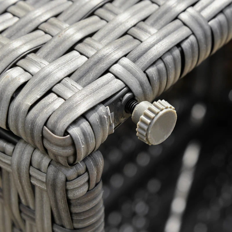 Outsunny Set de mobilier de gradina 3 piese Rattan PE cu canapea cu 2 locuri, sezlong si masuta de cafea, gri