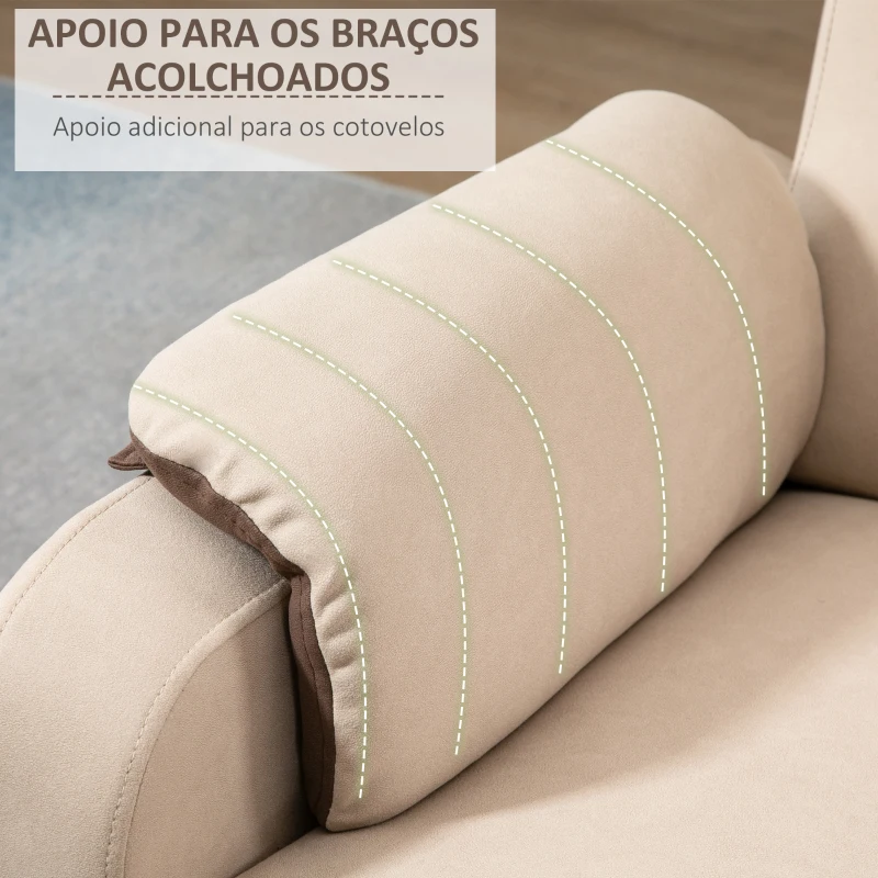 HOMCOM Poltrona Relax Reclinável até 145° Estofada em Poliéster com Apoio para os Pés Retrátil Carga Máxima 120kg para Sala de Estar Escritório Dormitório 75x89x105cm Marrom e Bege