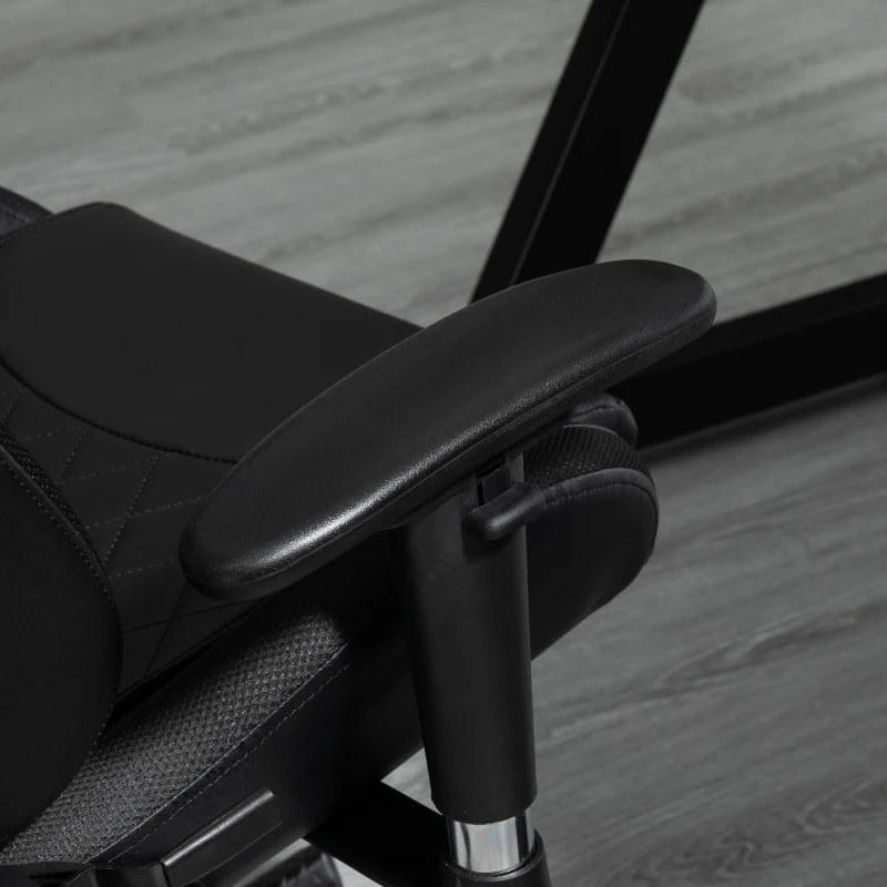 Vinsetto Gaming Chair with RGB LED Light, 2D Arm, Lumbar Support, Height Adjustable Swivel Office Computer Recliner, Racing Gamer Desk Chair for Home, Black