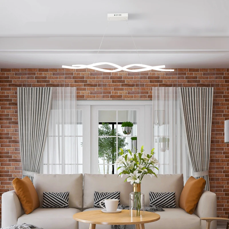 HOMCOM Candeeiro de Teto Moderno com LED IP20 38W 3700lm e Cordas Ajustáveis Candeeiro de Teto de Alumínio para Sala de Estar Sala de Jantar Dormitório 90x9x9cm Prata