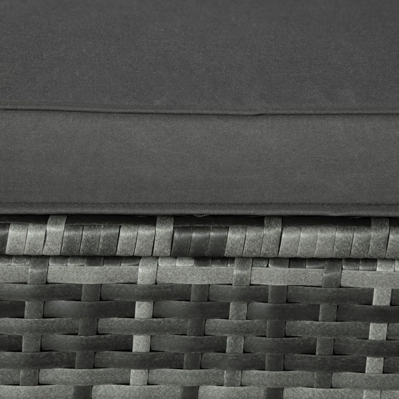 Outsunny 4 Piece Outdoor Rattan Wicker Sofa Set Adjustable Conopy & Coffee Table Sectional Patio Conversation Furniture Set w/ Cushions Grey