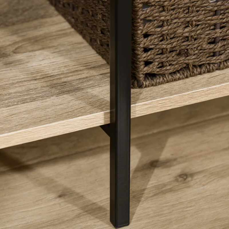 HOMCOM Suporte para Cabides Cabideiro de Madeira com 4 Prateleiras de Arrumação e Barra de Pendurar 100x46x170,5cm Madeira e Preto