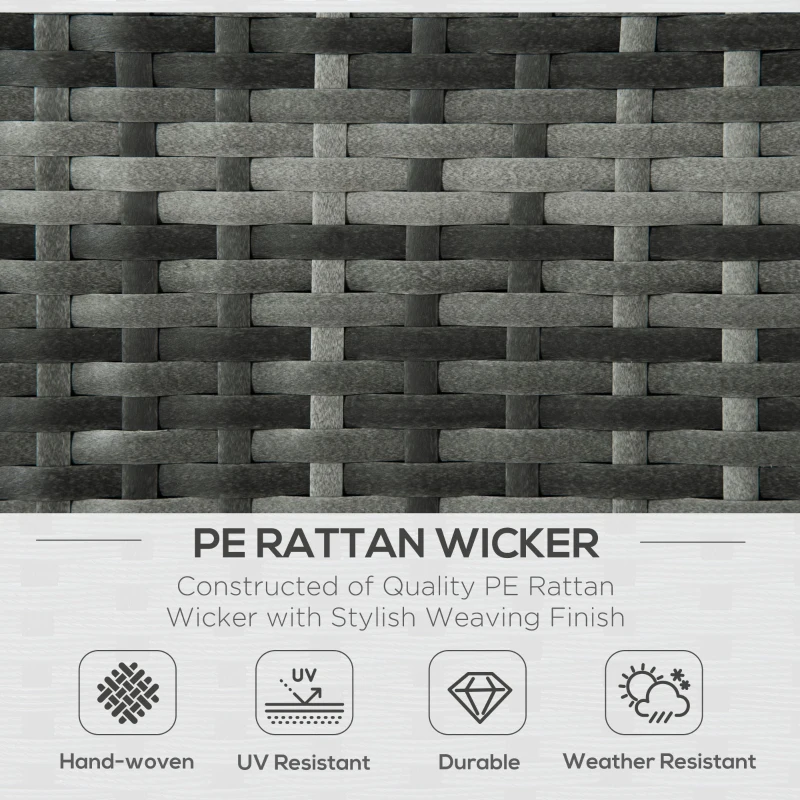 Outsunny 4 Piece Outdoor Rattan Wicker Sofa Set Adjustable Conopy & Coffee Table Sectional Patio Conversation Furniture Set w/ Cushions Grey