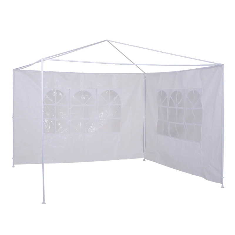 Outsunny 2 Paredes Laterales para Carpa 3x3m 6x3m Tela de Reemplazo Oxford Impermeable con Ventanas 293x193cm Blanco