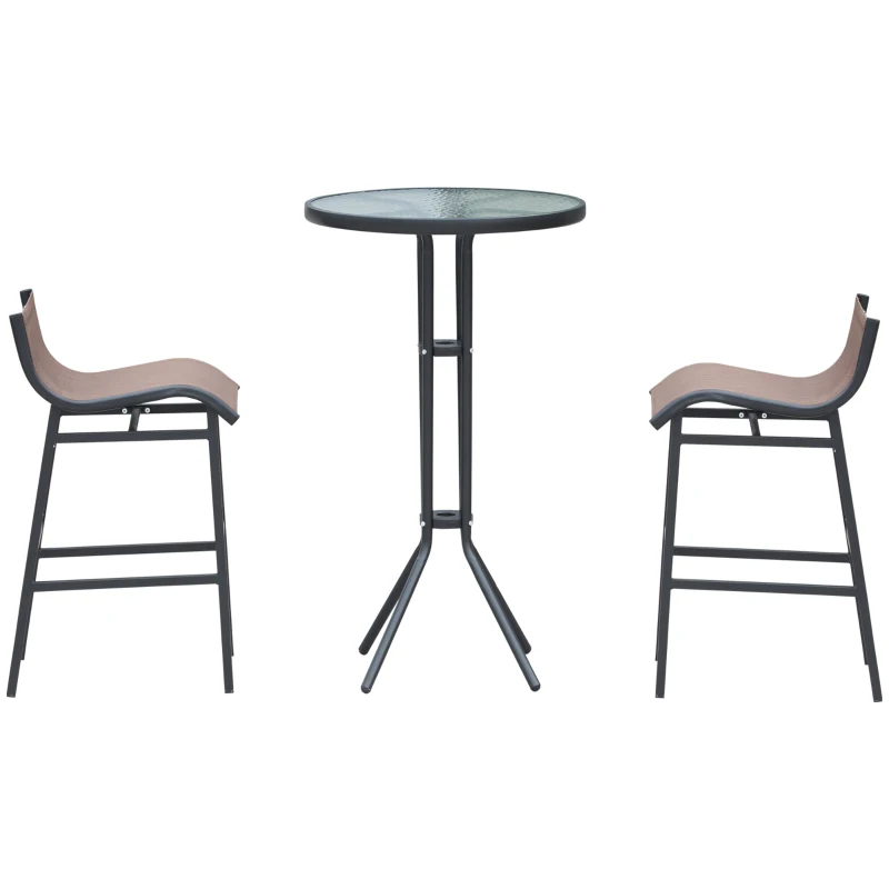 Outsunny Set de Bar 2 Scaune cu Masa Inalt Negru si Maro