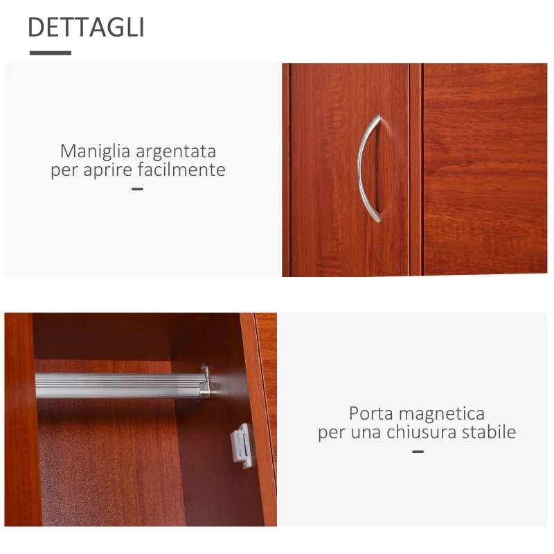 HOMCOM Scarpiera con 3 Ante a Ribalta e un'Anta Porta Ombrelli in Legno, Marrone Rosso, 80 x 24 x 120cm
