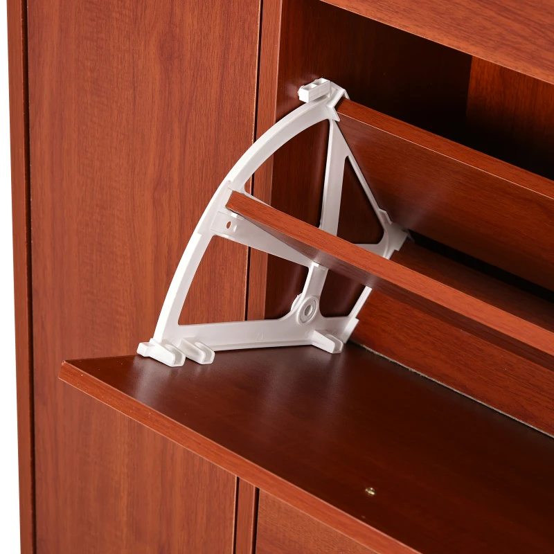 HOMCOM Scarpiera con 3 Ante a Ribalta e un'Anta Porta Ombrelli in Legno, Marrone Rosso, 80 x 24 x 120cm