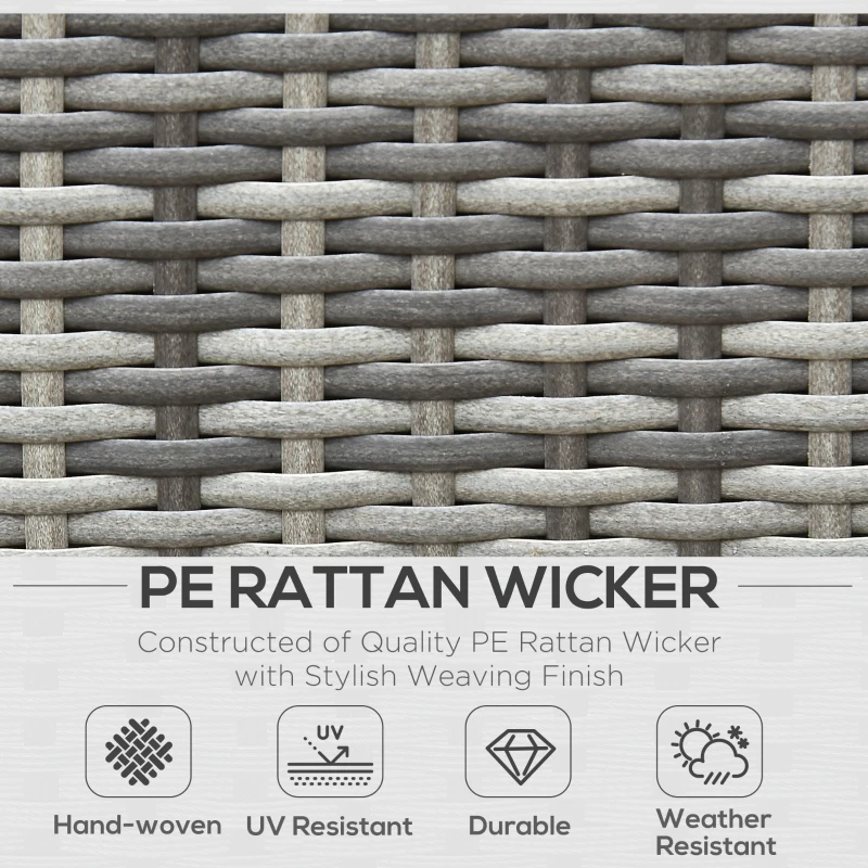 Outsunny Set de mobilier de veranda cu 4 piese, cu 2 scaune, un canapea dubla si o masa de cafea cu blat din sticla, din ratan, Gri