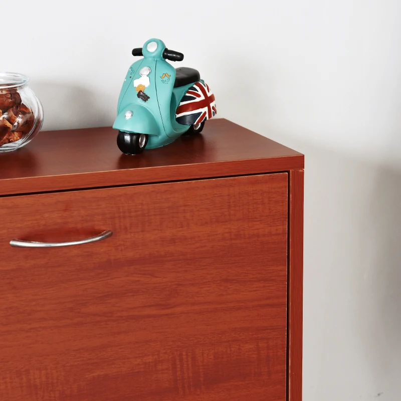 HOMCOM Scarpiera con 3 Ante a Ribalta e un'Anta Porta Ombrelli in Legno, Marrone Rosso, 80 x 24 x 120cm