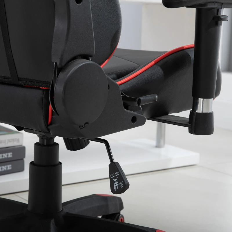 Vinsetto Sedia da Ufficio e da Gaming con Poggiatesta in Pelle PU Ergonomica Regolabile e Inclinabile Schienale Alto Ruote Piroettanti a 360° Max:135kg Rossa e Nera