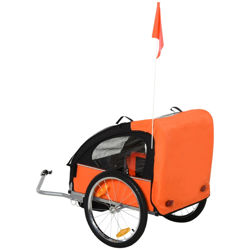 Homcom Remorca Bicicleta Copii – 2 Locuri, Siguranta & Cadru Otel(m-10)