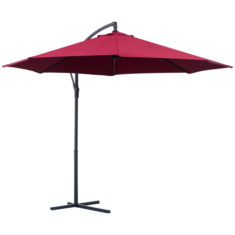 Outsunny 3m Water Resistant Terylene Hanging Parasol Wine Red