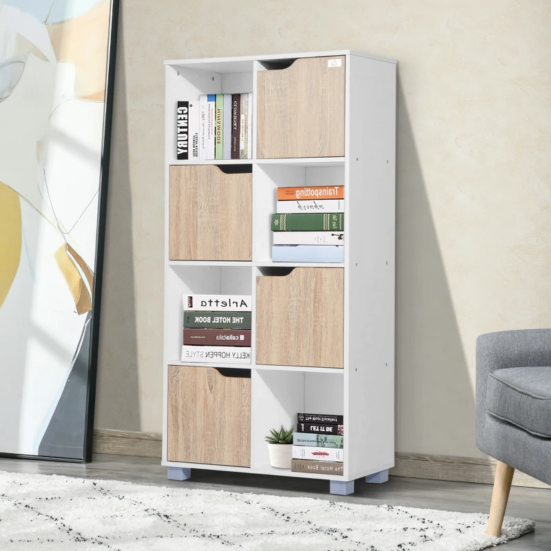 HOMCOM Libreria Design a 8 Scompartimenti Scaffale per Libri in Legno Bianco Rovere, 60 x 30 x 122cm