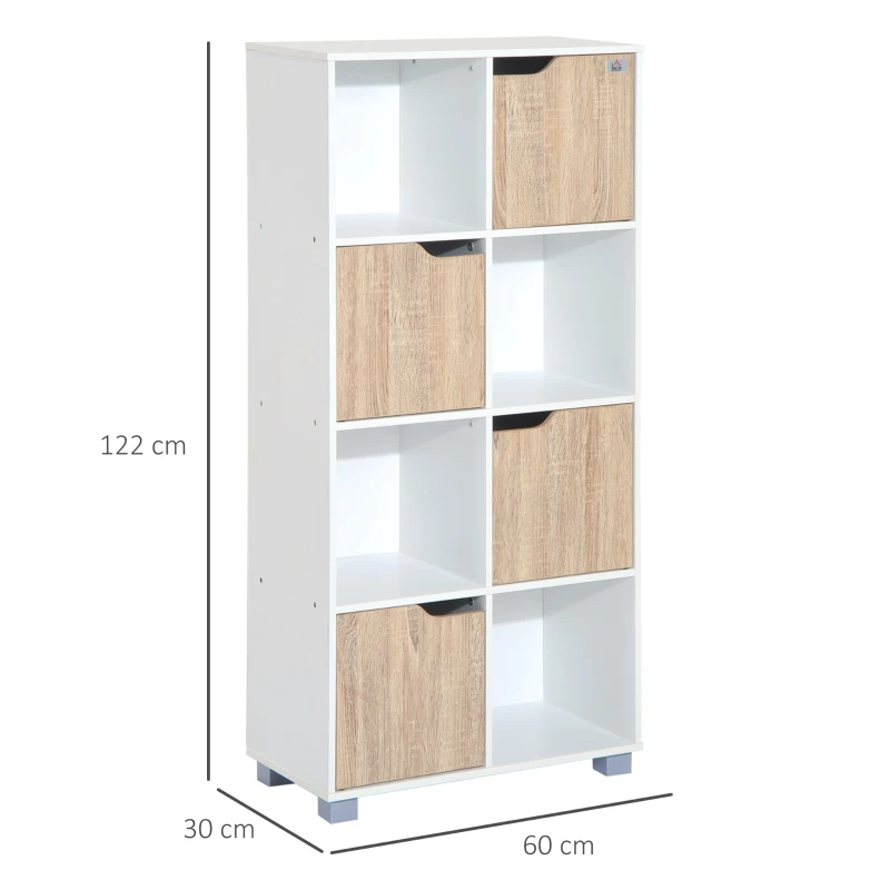 HOMCOM Libreria Design a 8 Scompartimenti Scaffale per Libri in Legno Bianco Rovere, 60 x 30 x 122cm