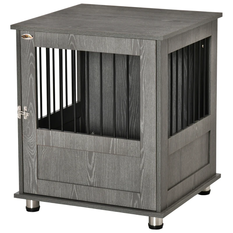 PawHut Dog Crate Table for Medium and Large Dogs with Magnetic Door for Indoor Use, 60 x 55 x 70 cm, Grey
