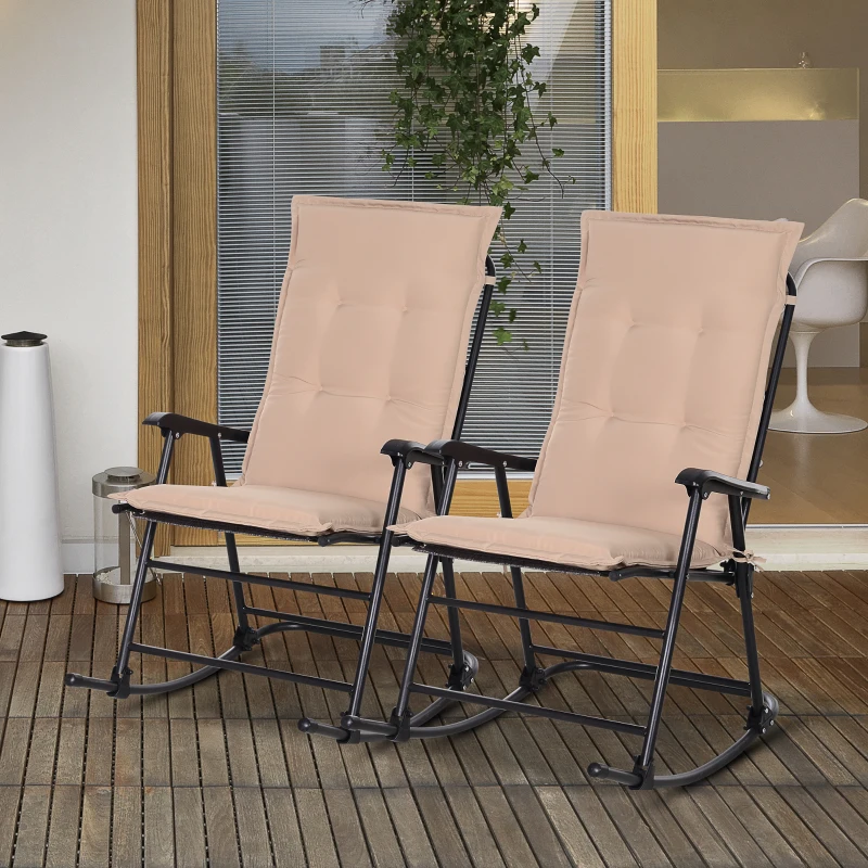 Outsunny Polyester High Back Outdoor Garden Chair Replacement Cushion Beige