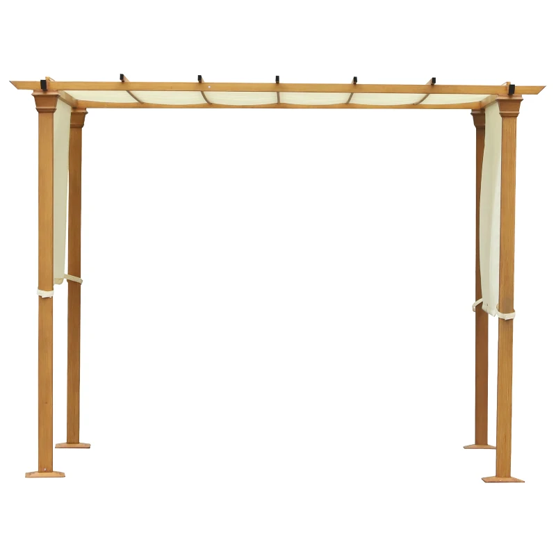 Outsunny Steel Frame Retractable Outdoor Garden Pergola Beige