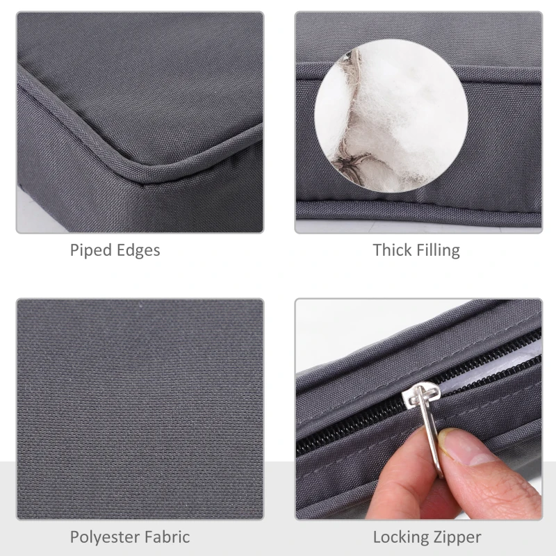 Outsunny Polyester Set Of 2 Garden Chair Cushion Grey