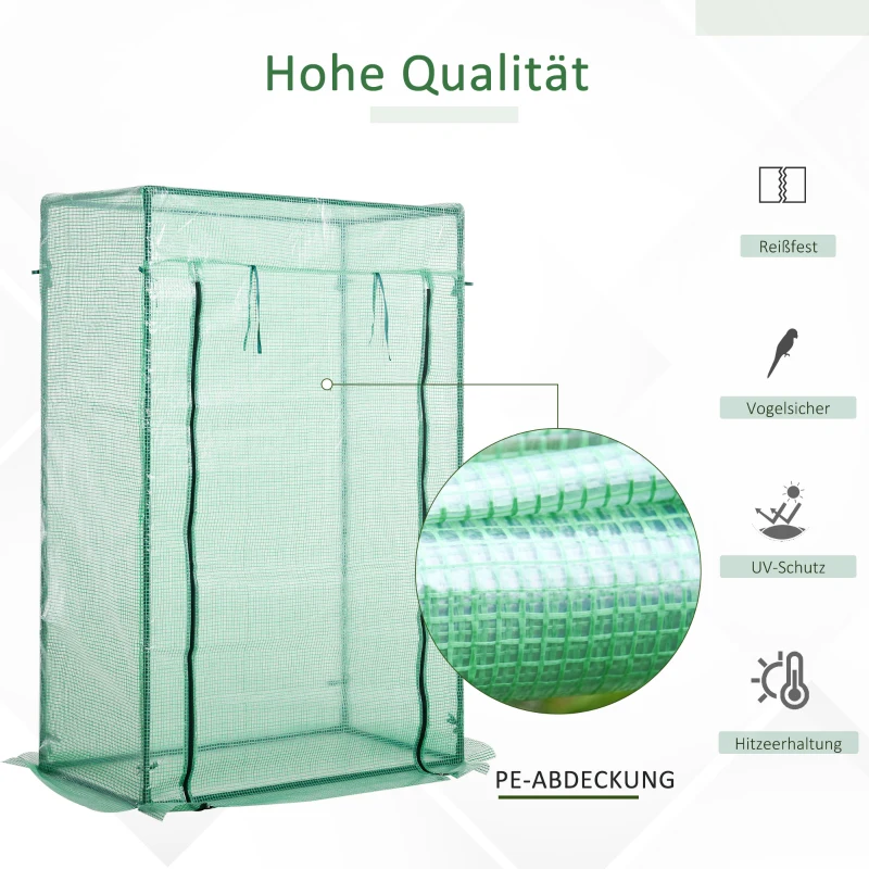 Outsunny Kas kweekkas tomatenkas koude kas met deur om op te rollen staal PE groen