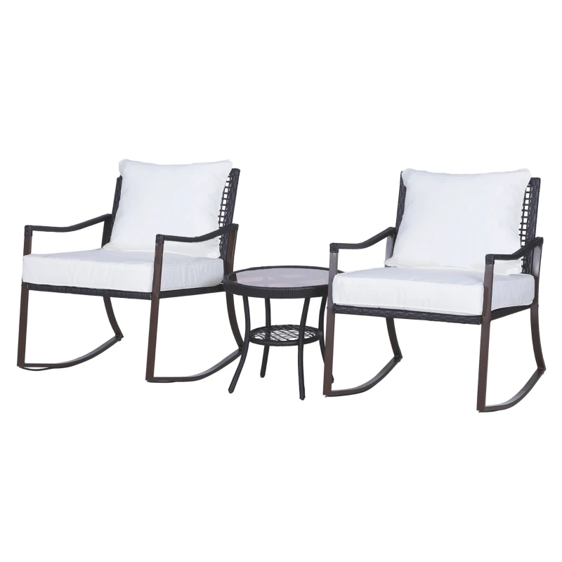 Tuinset 7-delig Schommelstoel set zitgroep met kussens rotan bruin