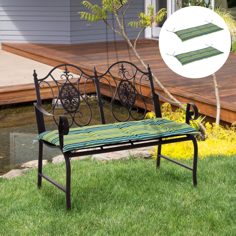 Outsunny Polyester Set Of 2 Swing Chair Cushion Green Stripes