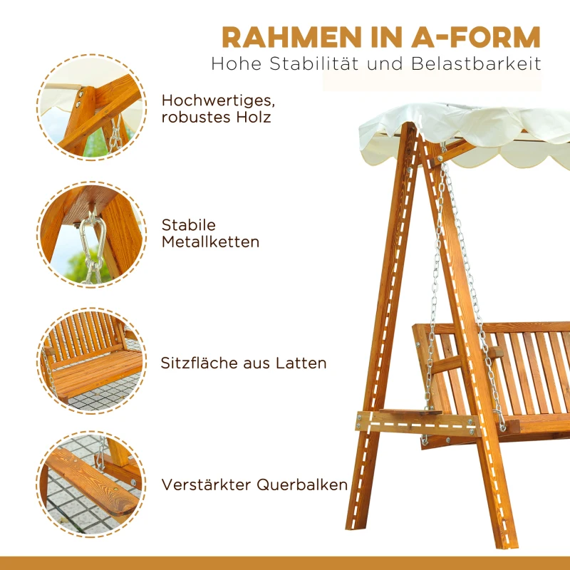 Outsunny Hollywoodschommel tuinschommel bank schommel 2-zitter lariks 240 kg