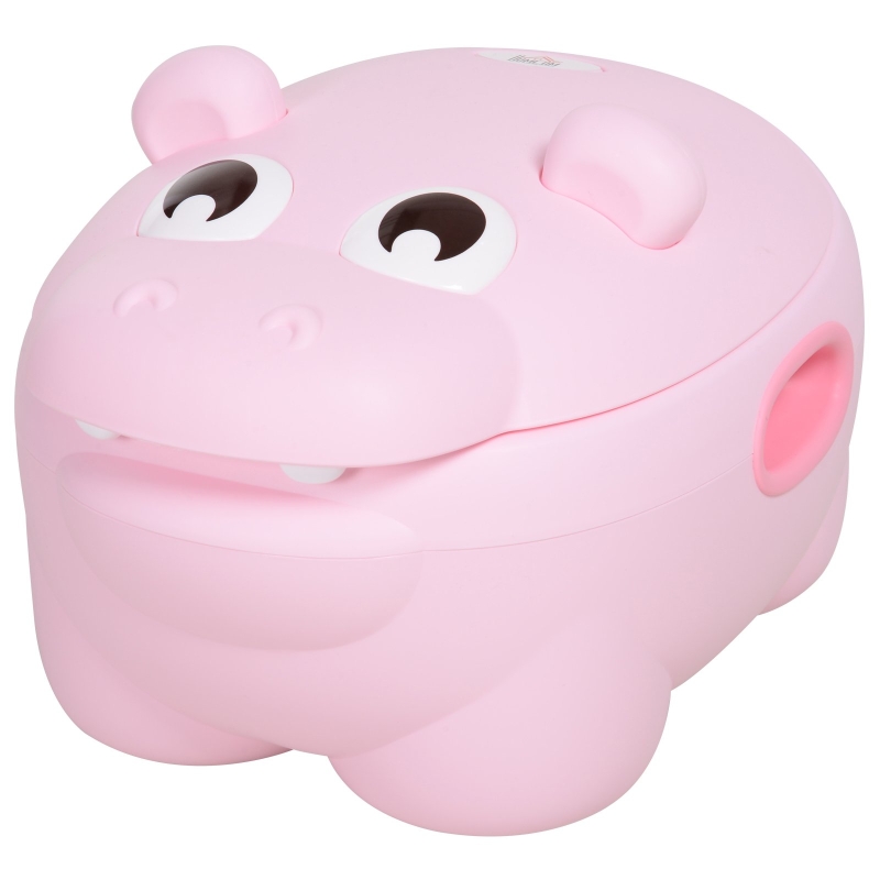 HOMCOM Kindertöpfchen, Kindertoilette, Baby WC mit abnehmbarer Schale, Toilettesitz in Nilpferd Optik, Baby Toilettentrainer für 6-48 Monate, Plastik Rosa 40 x 30 x 23 cm