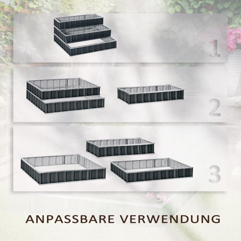 Outsunny stalen verhoogd bed 118cm x 118cm x 62cm