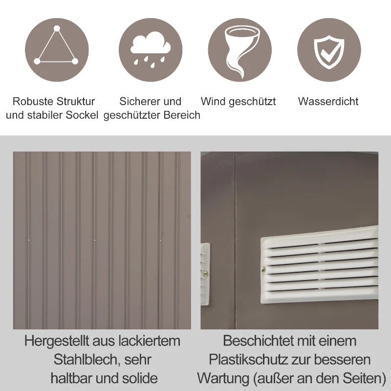 Outsunny domek narzędziowy szopa na narzędzia domek ogrodowy, żółty, 213 x 130 x 185 cm