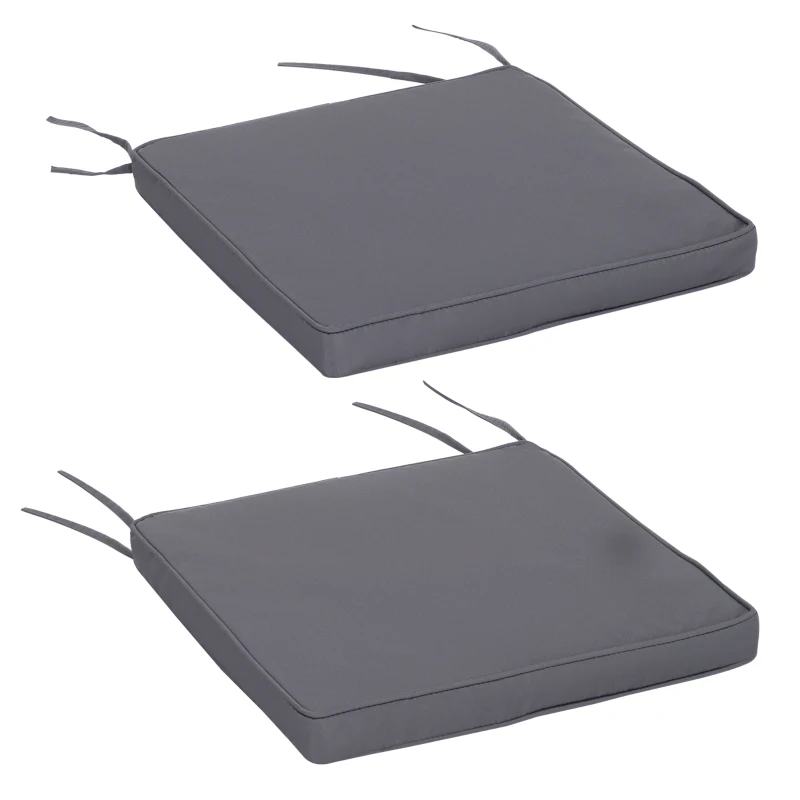 Outsunny Polyester Set Of 2 Garden Chair Cushion Grey