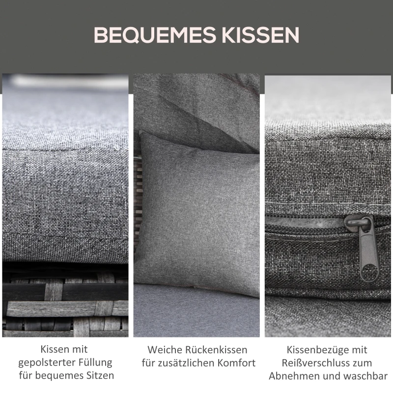 Outsunny Rattan Sun Island ze stolikiem bocznym Sun Canopy Regulacja wysokości szarego