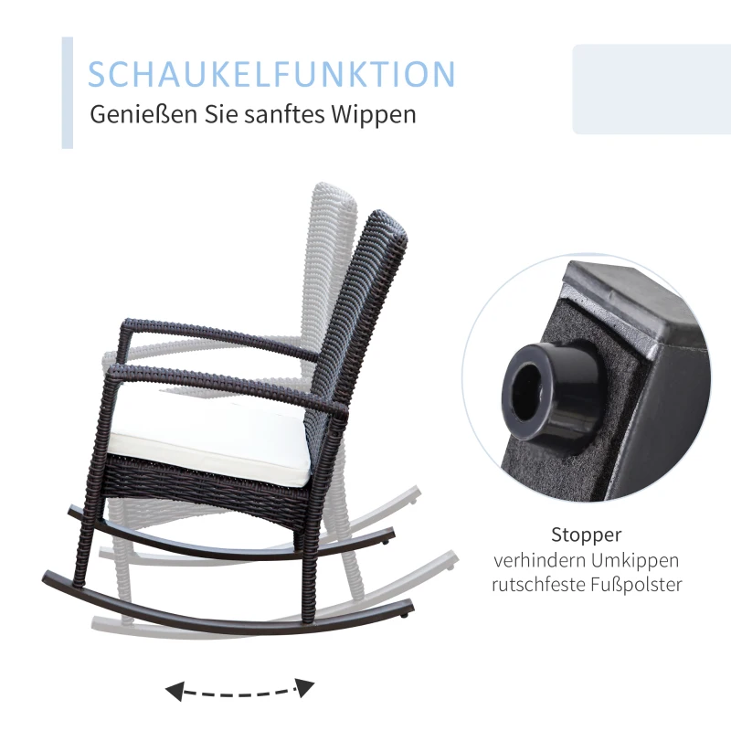 Fotel krzesło bujane ogrodowe rattan brązowe Outsunny