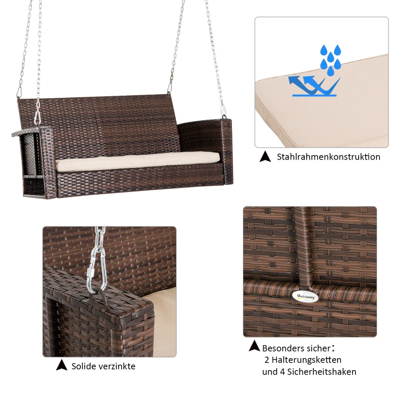 Outsunny hangbank 2-zits 127 cm x 57,5 cm x 60 cm