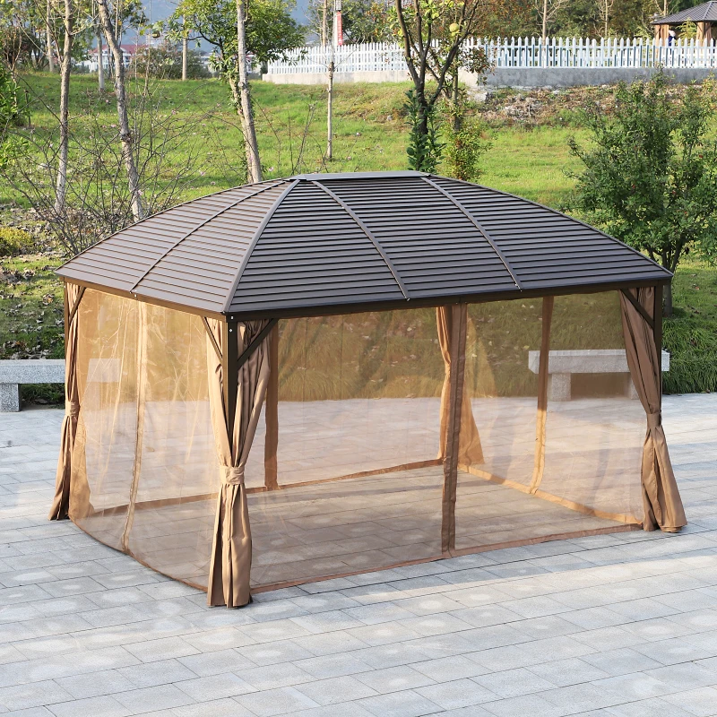 Outsunny Paviljoen tuintent opvouwbare tent partytent waterdicht met 4 dubbele zijwanden