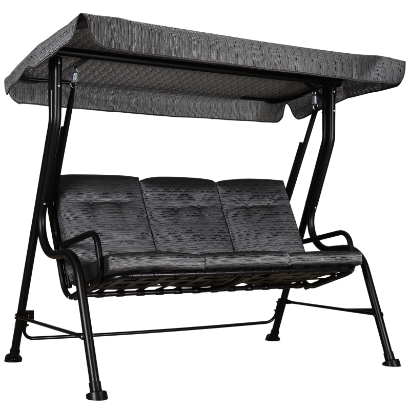 Outsunny® Hollywoodschaukel 3-Sitzer Gartenschaukel Verstellbares Sonnendach Textilene
