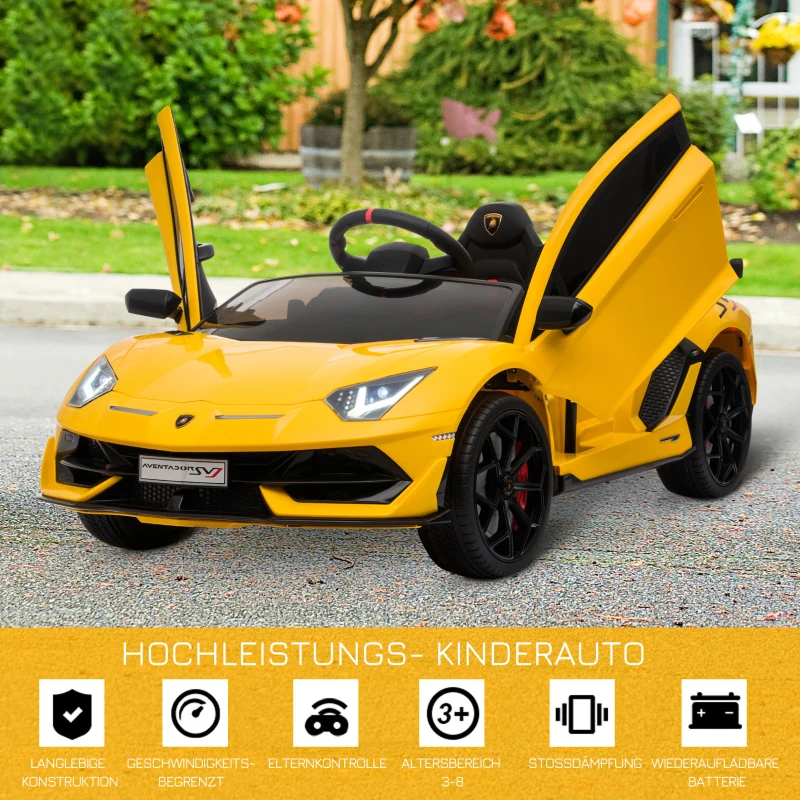 HOMCOM Kinderauto elektrische auto kindervoertuig voor 3-8 jaar met MP3 geel