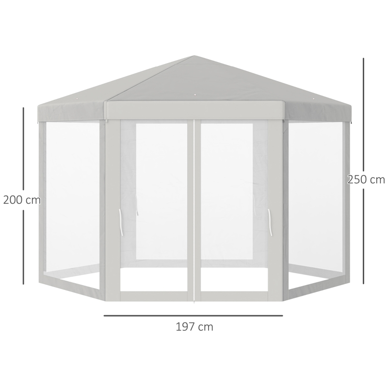 Tuinpaviljoen partytent paviljoen tuintent feesttent 6-hoekig, 3,9x3,9m