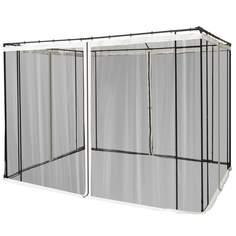 Outsunny Moskitonetz für 3x3 Pavillon 4 Seitenteile Fliegennetz mit Haken Reißverschluss Mückennetz Insektenschutz Fliegengitter Nylon-Mesh Schwarz