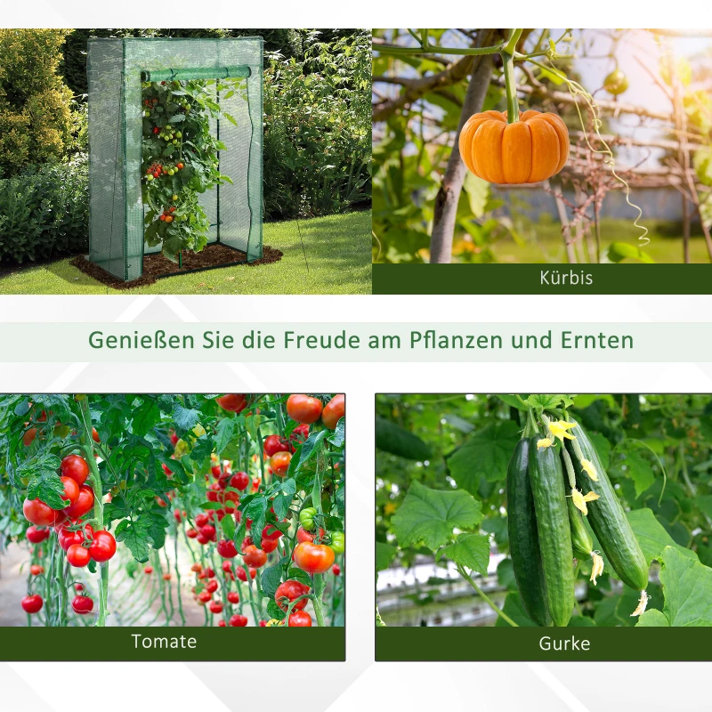 Outsunny Kas kweekkas tomatenkas koude kas met deur om op te rollen staal PE groen